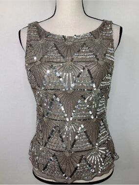 Scala Silver Beaded Sleeveless Camisole